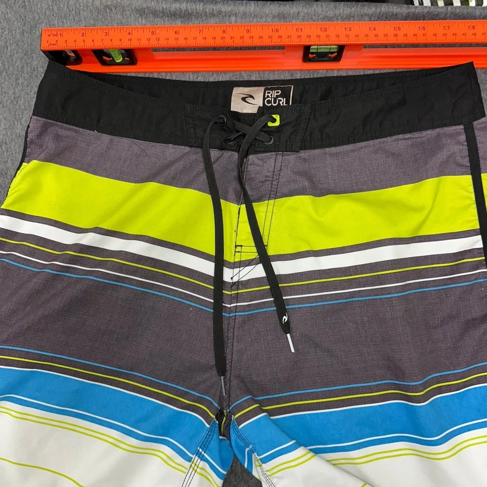 Rip Curl Swim Trunks Striped Board Shorts‎ Drawstring Pocket Surf Size 32